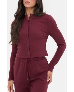 I Saw It First Button Front Long Sleeve Top - Red