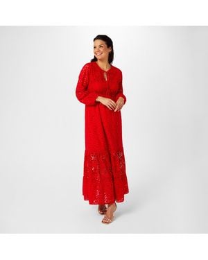 Biba Broderie Dress - Red