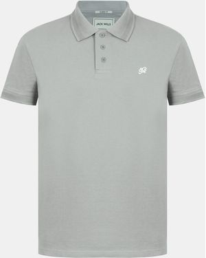 Jack Wills Fine Pique Cotton Short Sleeve Polo Shirt - Grey