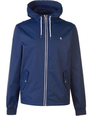Original Penguin Ratner Water And Wind Resistant Hooded Long Sleeve Rain Anorak - Blue