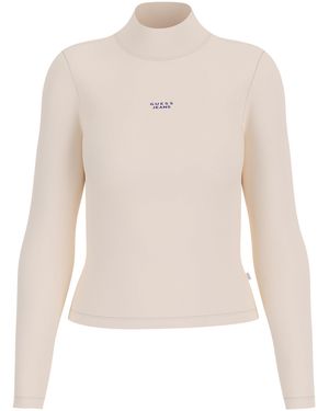 Guess Roll Neck Long Sleeve T-Shirt - White