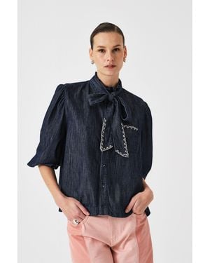 seventy + mochi Poet Long Sleeve Blouse - Blue