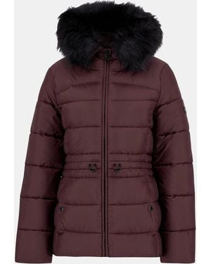 Barbour Cher Detachable Hood Long Sleeve Medium Puffer Jacket - Purple