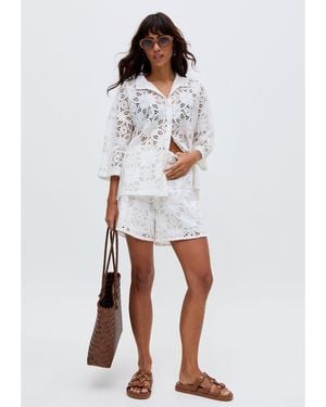 Raffya Shelli All Over Broderie Shirt - White