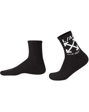L/AB Off White Below-Calf Crew Socks 6 Pack - Black