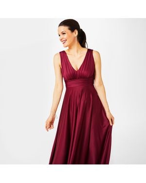 Biba Bridesmaid Deep V Maxi Dress - Red
