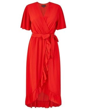 Mela London Greenwrap Frill Hem Wrap Dress - Red