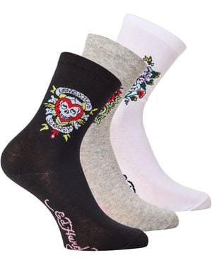 Ed Hardy 3 Pack Dress Crew Socks - Multicolour