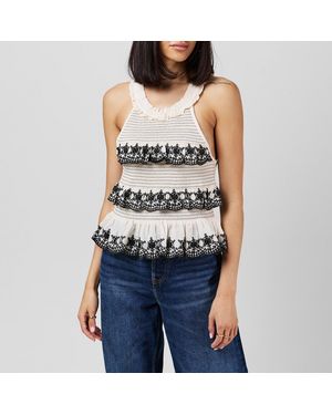 French Connection Felicity Embroidered Short-Sleeve Blouse - Blue