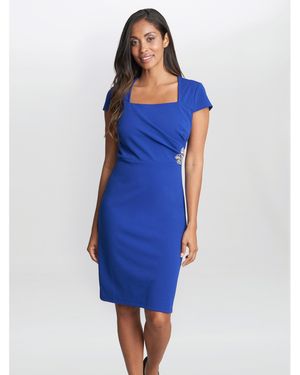 Gina Bacconi Briah Square Neck Embellished Dress - Blue