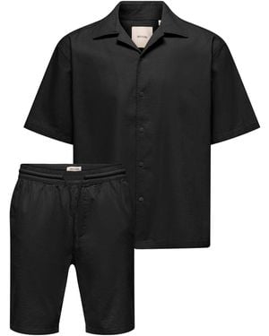 Only & Sons Resort Shirt And Shorts Set - Black