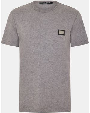 Dolce & Gabbana Cotton Plate T-Shirt - Grey