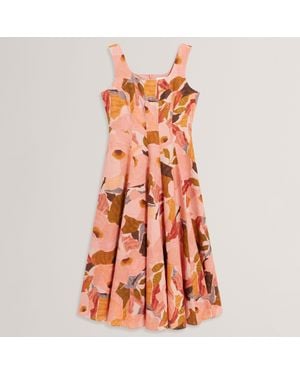 Ted Baker Print Midi Boho Dress - Orange