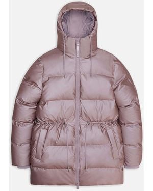 Rains Alta Water Resistant Lightweight Long Puffer Jacket - Purple