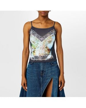 Y. Project Lace Print Tank Top - Blue