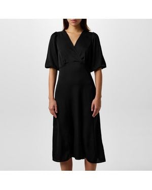 BOSS Destinia Evening V-Neck Midi Tea Dress - Black