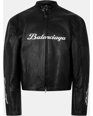 Balenciaga Bal Lam Leather Biker Jacket - Black