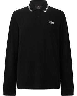 Barbour Evan Tip Cotton Long-Sleeve Polo Shirt - Black