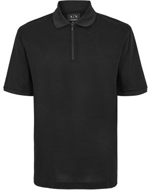 ARMANI EXCHANGE Short Sleeve Polo Shirt - Black