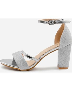 Where's That From Where¿S Glitter Perla Mid Block Heel Sandals Ladies - Metallic