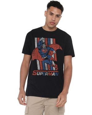 Dc Comics Superman Retro Stripes T-Shirt - Black