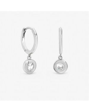 Jon Richard Cubic Zirconia Bezel Huggie Earrings - White