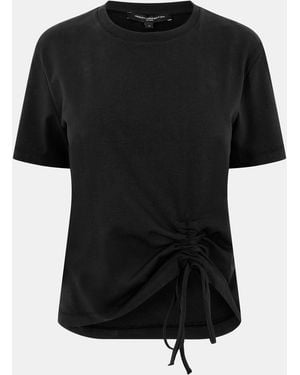 French Connection Rallie Cotton Ruched T-Shirt - Black