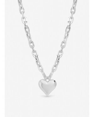 Mood Plated Polished Heart Necklace - Metallic