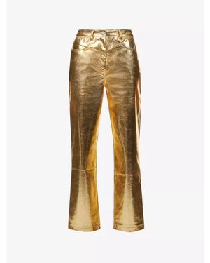 Amy Lynn Lupe Gld Straight Leg Trousers - Metallic