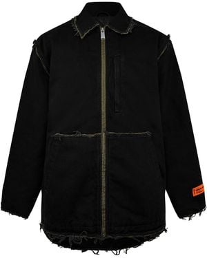 Heron Preston Rebuilt Denim Long Sleeve Field Jacket - Black
