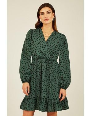 Mela London Dalmatian Print Midi Dress - Green