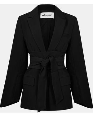 Odd Muse Belted Long Sleeve Blazer - Black