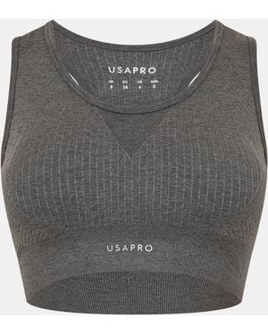 Usa Pro Up Seamless Crop Sports Bra - Grey