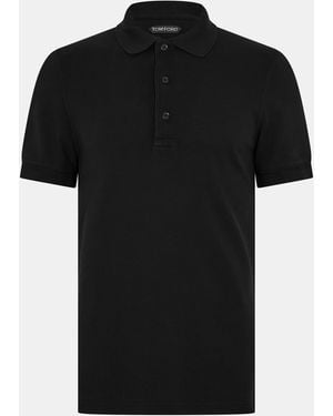 Tom Ford Tf Lyocell Short Sleeve Polo Shirt - Black