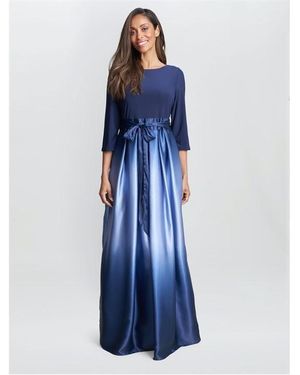 Gina Bacconi Ingrid Vneck Back Ombre Satin Maxi Dress - Blue