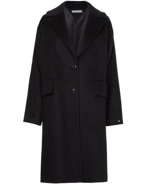 Tommy Hilfiger Wool Blend Water Resistant Long Sleeve Relaxed Fit Overcoat - Black