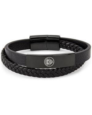 Team Officially Licensed Stainless Steel And Leather Ip Bracelet - Black