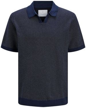 Jack & Jones Jones Premium Split Neck Knitted Polo - Blue
