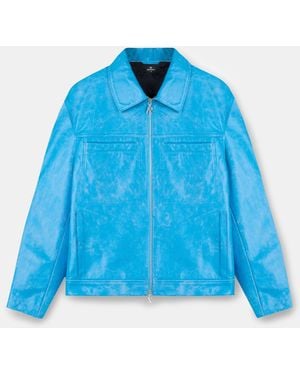 Represent Leather Panelled Tailored Fit Jacket - Blue
