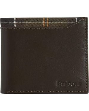 Barbour Brodick Leather And Tartan Billfold Wallet - Black
