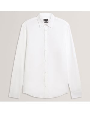 Ted Baker Ls Regular Fit Linen Shirt - White