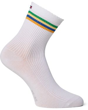 Tommy Hilfiger Ribbed Logo Ankle Socks - Blue
