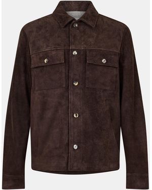 Jacob Cohen Suede Bomber Leather Jacket - Brown