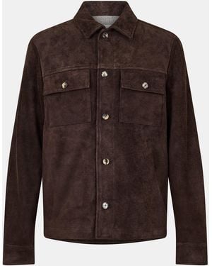 Jacob Cohen Suede Bomber Leather Jacket - Brown