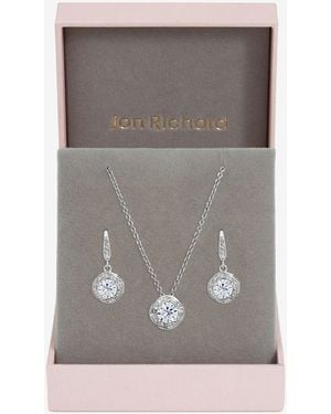 Jon Richard Rhodium Plated And Crystal Knot Drop Box Set - Grey