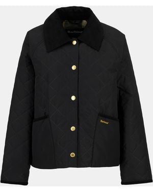 Barbour Anise Corduroy Collar Short Sleeve Quilted Jacket - Black