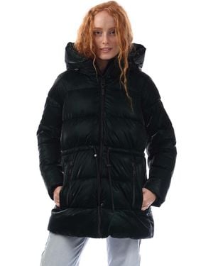 DKNY Zip Front Drawcord Puffer Jacket - Black