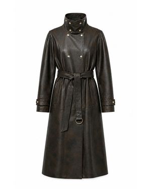 Bardot Milana Faux Leather Trench Coat - Black