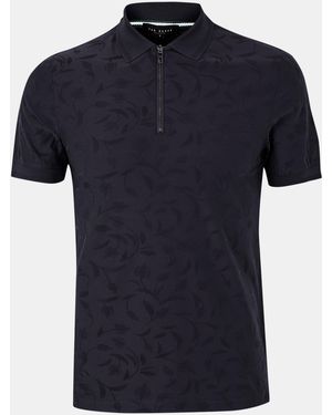 Ted Baker Half-Zip Short-Sleeve Polo Shirt - Blue