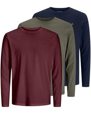 Jack & Jones 3 Pack Crew Neck Long Sleeve T Shirt - Purple